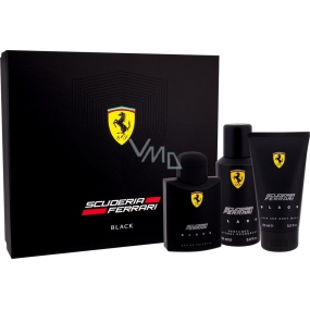 Ferrari Scuderia Schwarzes Eau de Toilette für Männer 125 ml + Duschgel 150 ml + Deodorant Spray 150 ml, Geschenkset