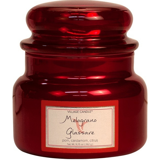 Village Candle Erfrischender Granatapfel - Melograno Glassare Duftkerze im Glas 2 Dochte 262 g