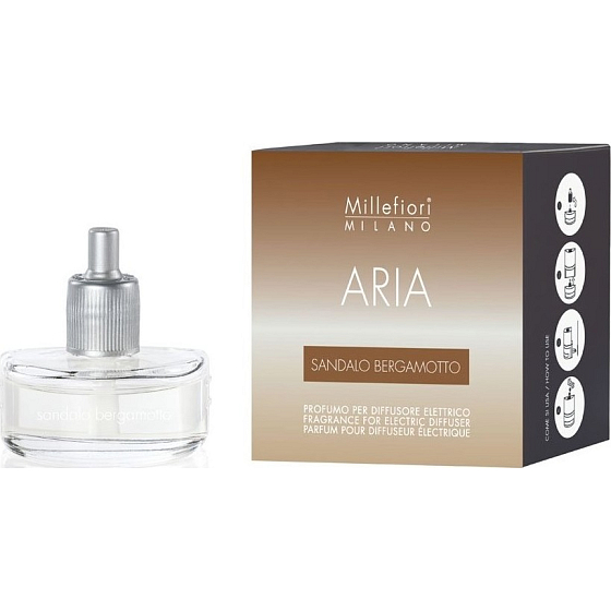 Millefiori Milano Aria Sandalo Bergamotto - Nachfüllung von Sandelholz und Bergamotte für elektrische Diffusorgerüche 6-8 Wochen 20 ml