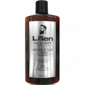 Lilien Men-Art Bart- & Haar- & Körpershampoo Weißes Shampoo für Bart, Haar und Körper mit Aloe Vera und Panthenol 250 ml