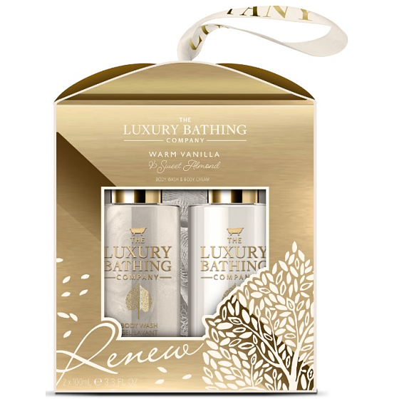 Grace Cole Warm Vanilla & Sweet Almond Reinigungsgel 100 ml + Körperlotion 100 ml + Reinigungsschwamm, Kosmetikset für Damen