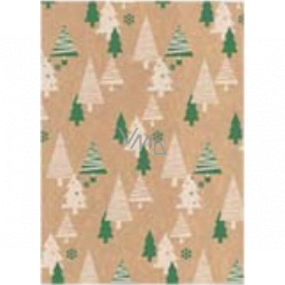 Ditipo Geschenkpapier 70 x 200 cm Weihnachten KRAFT Grün, beige Bäume