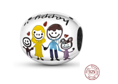 Sterling Silber 925 Happy family = Papa, Mama und wir, Perle für Armband Familie