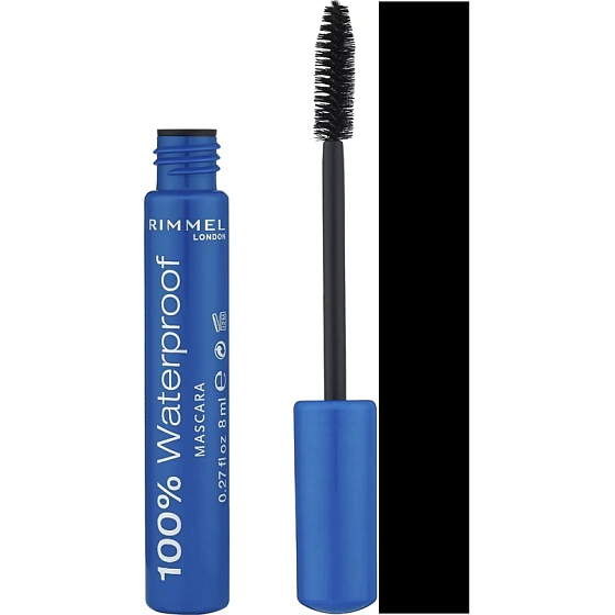 Rimmel London 100% wasserfeste, wasserfeste, verlängerte Wimperntusche Schwarz 8 ml