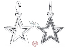 Charms Sterling Silber 925 Glittering Star - Mini Medaillon, Weltraum-Armbandanhänger