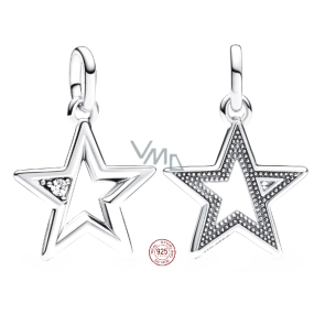 Charms Sterling Silber 925 Glittering Star - Mini Medaillon, Weltraum-Armbandanhänger