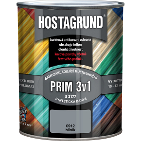 Hostagrund Prim 3v1 S2177 Grund- und Deckfarbe für Metall, 0912 Aluminium, 600 ml