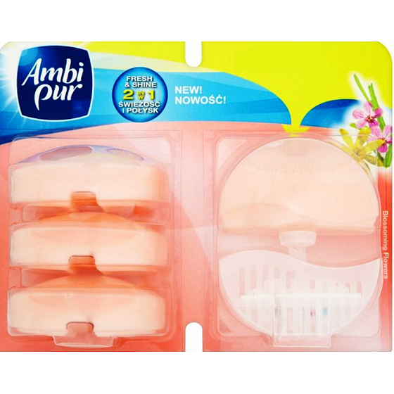 Ambi Pur Blossoming Flowers Toilettenblock und 3 Nachfüllungen 4 x 55 ml