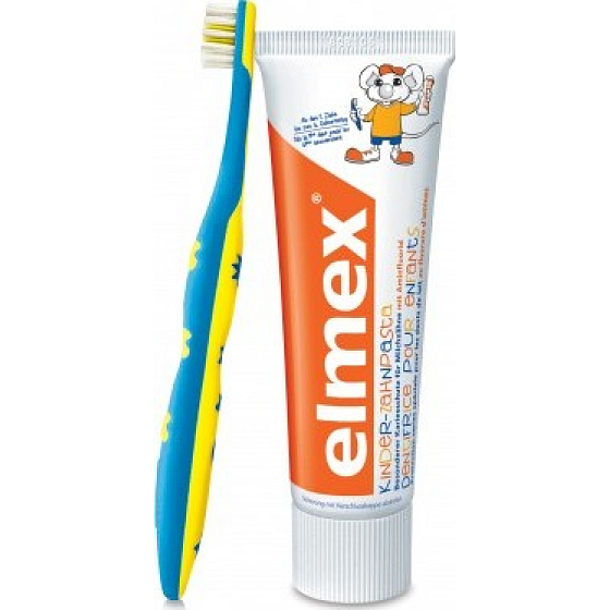 Elmex Practice 0-3 Jahre weiche Zahnbürste 1 Stück + Paste für Kinder 12 ml