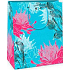 Ditipo Geschenk Papiertüte 18 x 10 x 22,7 cm blaue, rote, weiße, schwarze Blumen