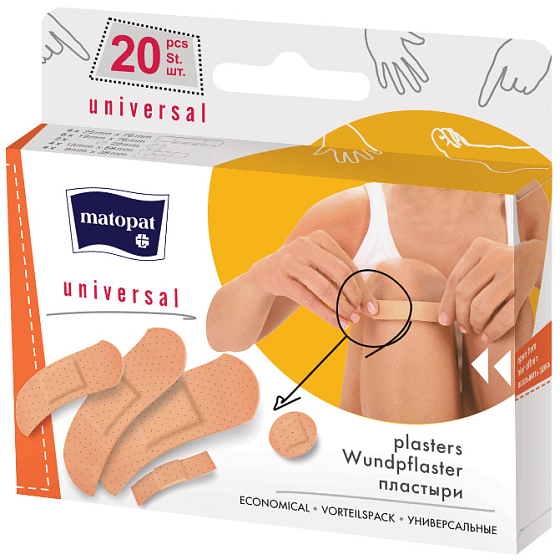 Matopat Universal universelle Pflaster mit Kissen 5 verschiedene Größen 20 Stück