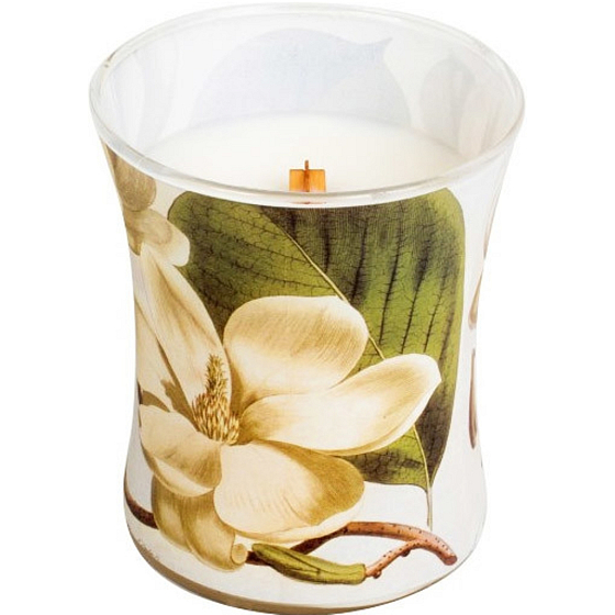 WoodWick Decal Magnolia - Magnolia blüht Duftkerze mit Docht aus Holz und Deckel Glas Medium 275 g
