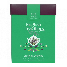 English Tea Shop Bio Schwarzer Tee mit Minze lose 80 g + Holzmessbecher mit Schnalle