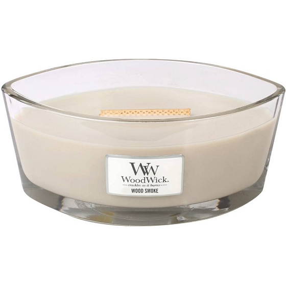 WoodWick Wood Smoke - Duftkerze aus Zedernholzrauch mit breitem Holzdocht und Bootsdeckel 453 g