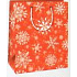 Ditipo Geschenkpapiertüte 18 x 10 x 22,7 cm Weihnachtsrot - weiße Schneeflocken