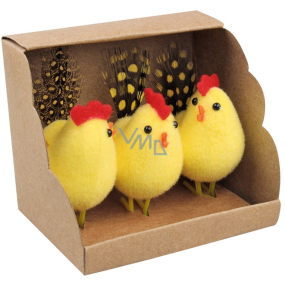 Gelbe Hühner mit Federn 6 cm 3 Stück