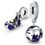 Charm Sterlingsilber 925 Planet Erde - Blauer Planet, 2-in-1 öffnend, innen Herz, Anhänger für Armband Weltraum