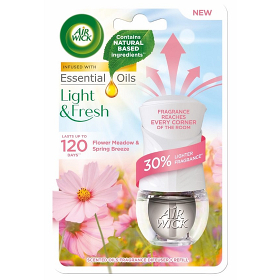 Air Wick Blooming Meadow und Spring Breeze, elektrische Lufterfrischer-Maschine und Nachfüllpackung 19 ml