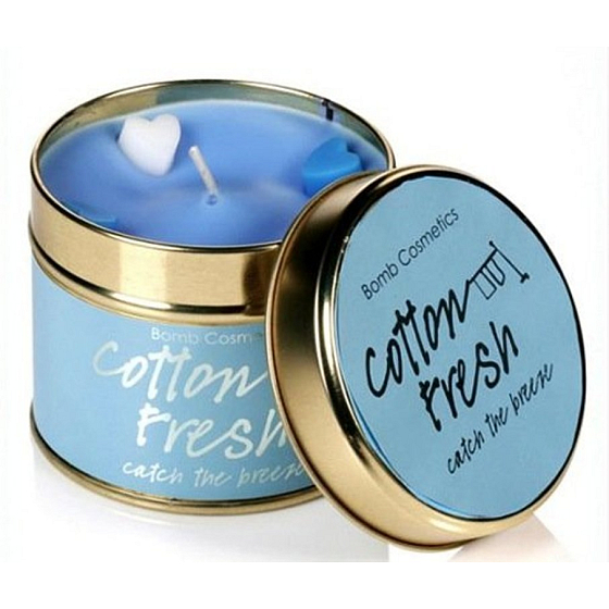 Bomb Cosmetics Fresh Cotton - Cotton Fresh Scented natürliche, handgefertigte Kerze in einer Dose kann bis zu 35 Stunden brennen