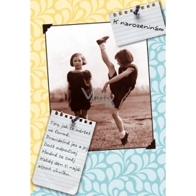 Albi Spielkarte im Umschlag Zum Geburtstag Zwei Übende halten Tänze, Bewegung Jan Werich 14,8 x 21 cm