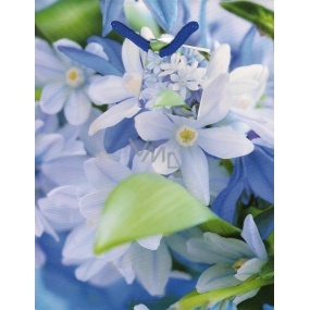 Nekupto Geschenk Papiertüte 23 x 18 x 10 cm Blau weiße Blumen 1 Stück 983 40 BM