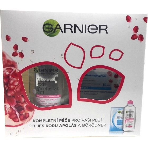 Garnier Skin Naturals Mizellenwasser 3in1 für empfindliche Haut 400 ml + Feuchtigkeit + Aqua Bomb superhydratisierende Fülltextil-Gesichtsmaske 32 g, Kosmetikset