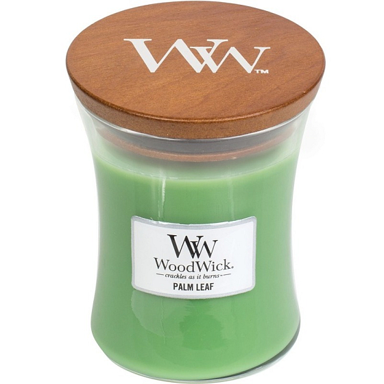 WoodWick Palmblatt - Palmblatt-Duftkerze mit Holzdocht und Glasdeckel klein 85 g