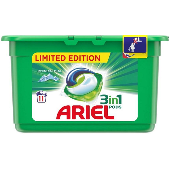Ariel 3in1 Mountain Spring Gelkapseln zum Waschen von Kleidung 11 Stück 297 g