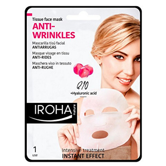 Iroha Anti-Falten-Maske Anti-Falten-Maske aus Stoff mit Coenzym Q10 und Hyaluronsäure 23 ml