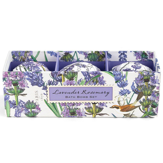 Michel Design Works Luxus-Set aus funkelnden Badekugeln aus Lavendel und Rosmarin mit einem entspannenden, warmen Duft, 3 x 50 g, Kosmetikset