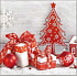 Aha Papierservietten 3-lagig 33 x 33 cm 20 Stück Weihnachtsroter Baum, Schleifen und Dekorationen