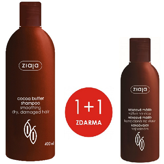 Ziaja Kakaobutter glättendes Haarshampoo 400 ml + Haarspülung 200 ml, Duopack