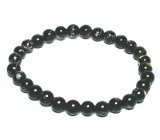Perle schwarzes elastisches Kunststoffarmband, Kugel 6 mm / 16 - 17 cm, Symbol der Weiblichkeit