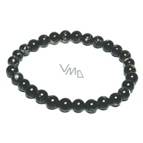 Perle schwarzes elastisches Kunststoffarmband, Kugel 6 mm / 16 - 17 cm, Symbol der Weiblichkeit