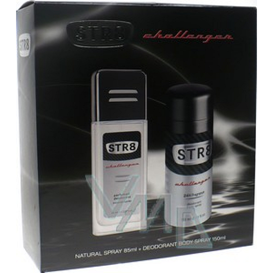 Str8 Challenger parfümiertes Deodorantglas für Männer 85 ml + Deodorantspray 150 ml, Kosmetikset