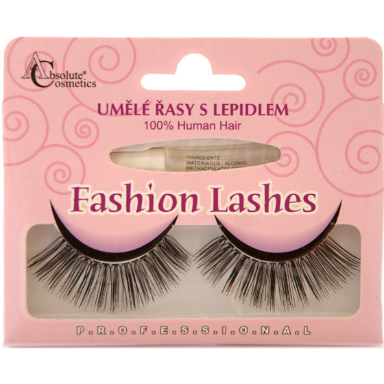 Absolute Cosmetics Fashion Lashes Künstliche Wimpern lang gebogen schwarz mit Kleber 118 schwarz 1 Paar