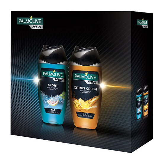 Palmolive Citrus Crush 3 in 1 Duschgel für Männer 250 ml + Sport 3 in 1 Duschgel für Männer 250 ml, Kosmetikset