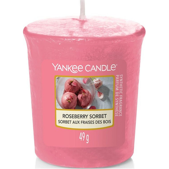 Yankee Candle Roseberry Sorbet - Votivkerze mit rosa Sorbet-Duft 49 g