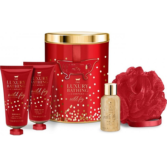 Grace Cole Decadence Duschgel 100 ml + Körperlotion 100 ml + Badeschaum 50 ml + Waschlappen + Blechdose, Kosmetikset