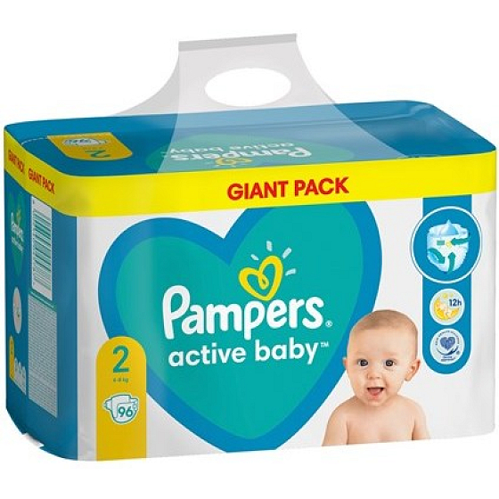 Pampers Active Baby Giantpack Mini Größe 2, 4-8 kg Windelhosen 96 Stück