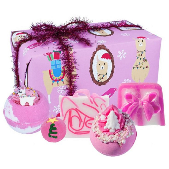 Bomb Cosmetics Fleece Navidad sprudelnder ballistischer Badeball 2 x 160 g + Glycerinseife 2 x 100 g + Butterball, Kosmetikset