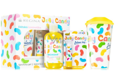 Regina Jelly Candy Duschgel 250 ml + Hirschtalg mit Bonbonduft 4,5 g + Becher mit Deckel 400 ml, Kosmetikset für Kinder