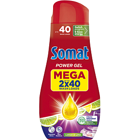 Somat Gel für Geschirrspüler All in 1 Zitrone & Limette. 2× 720 ml, 80 Waschladungen Somat Gel für Geschirrspüler All in 1 Zitrone & Limette. 2× 720 ml, 80 Waschladungen