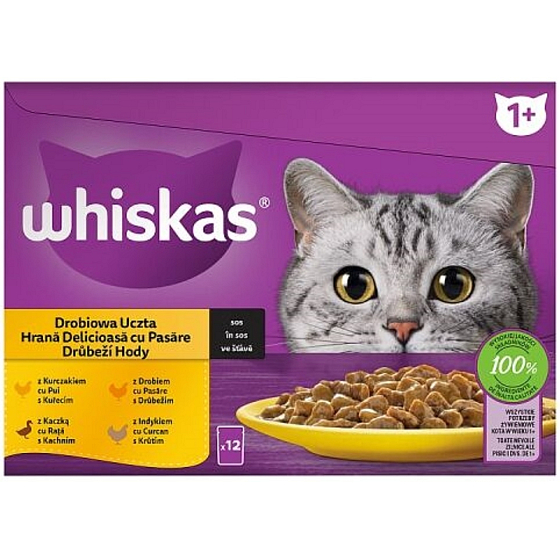 Whiskas Geflügelschmaus im Saft Hähnchen, Ente, Geflügel, Pute Taschen im Saft 12 x 85 g