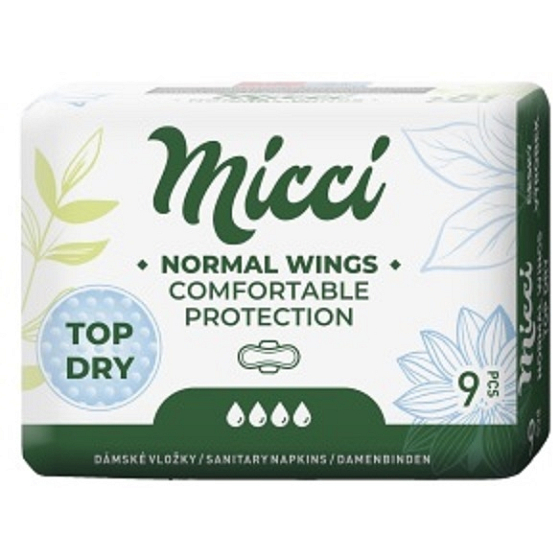 Micci Normal Wings Top Dry Damenbinden mit Flügeln 9 Stück
