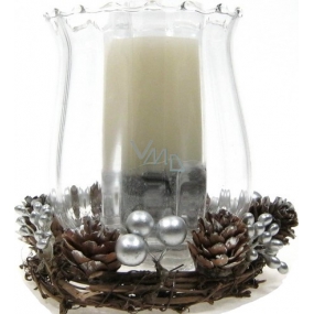 Glaslampe zugeben Weiße Kerze mit Kranz 11,5 cm