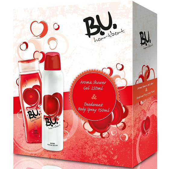 BU Heartbeat Deodorant Spray 150 ml + Duschgel 250 ml, Geschenkset für Frauen
