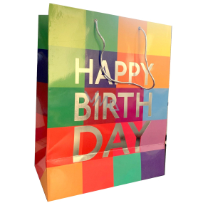 BSB Luxus Papier Geschenktüte 26 x 33,5 x 13,5 cm Happy Birthday