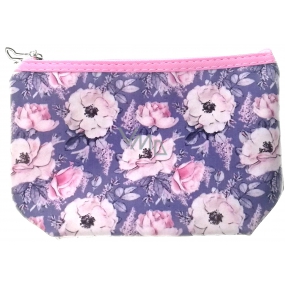 Etue Kunstleder lila-rosa, rosa Blüten 23 x 14 x 7 cm 70550