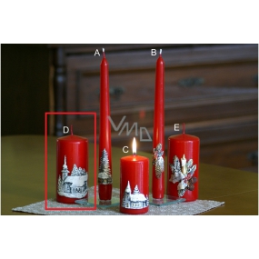 Lima Relief Winterkirche Kerze rot Zylinder 50 x 100 mm 1 Stück